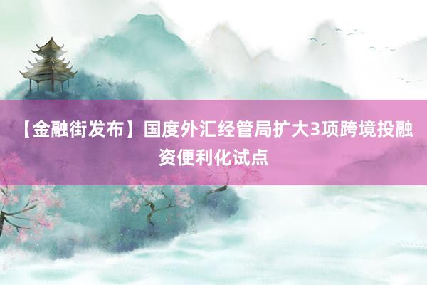 【金融街发布】国度外汇经管局扩大3项跨境投融资便利化试点